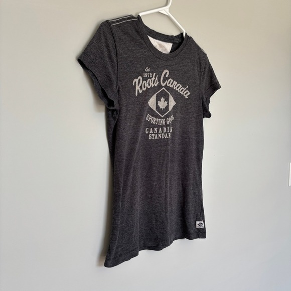 Vintage Roots Tee Women's Size XS Gray Logo Loungwear Relaxed Fit T-Shirt - Picture 4 of 10